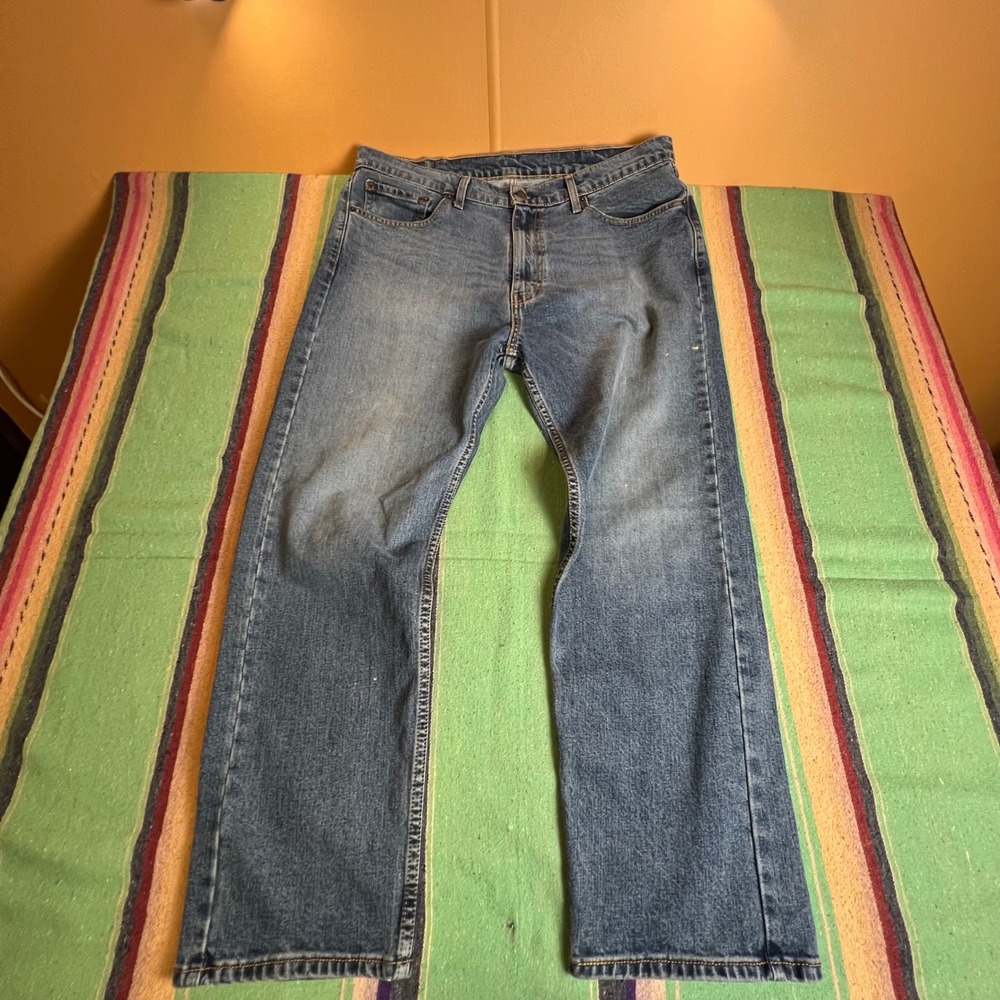 Levis 505 Regular Fit Jeans Mens 38x29 Blue Straight Leg Denim Pants